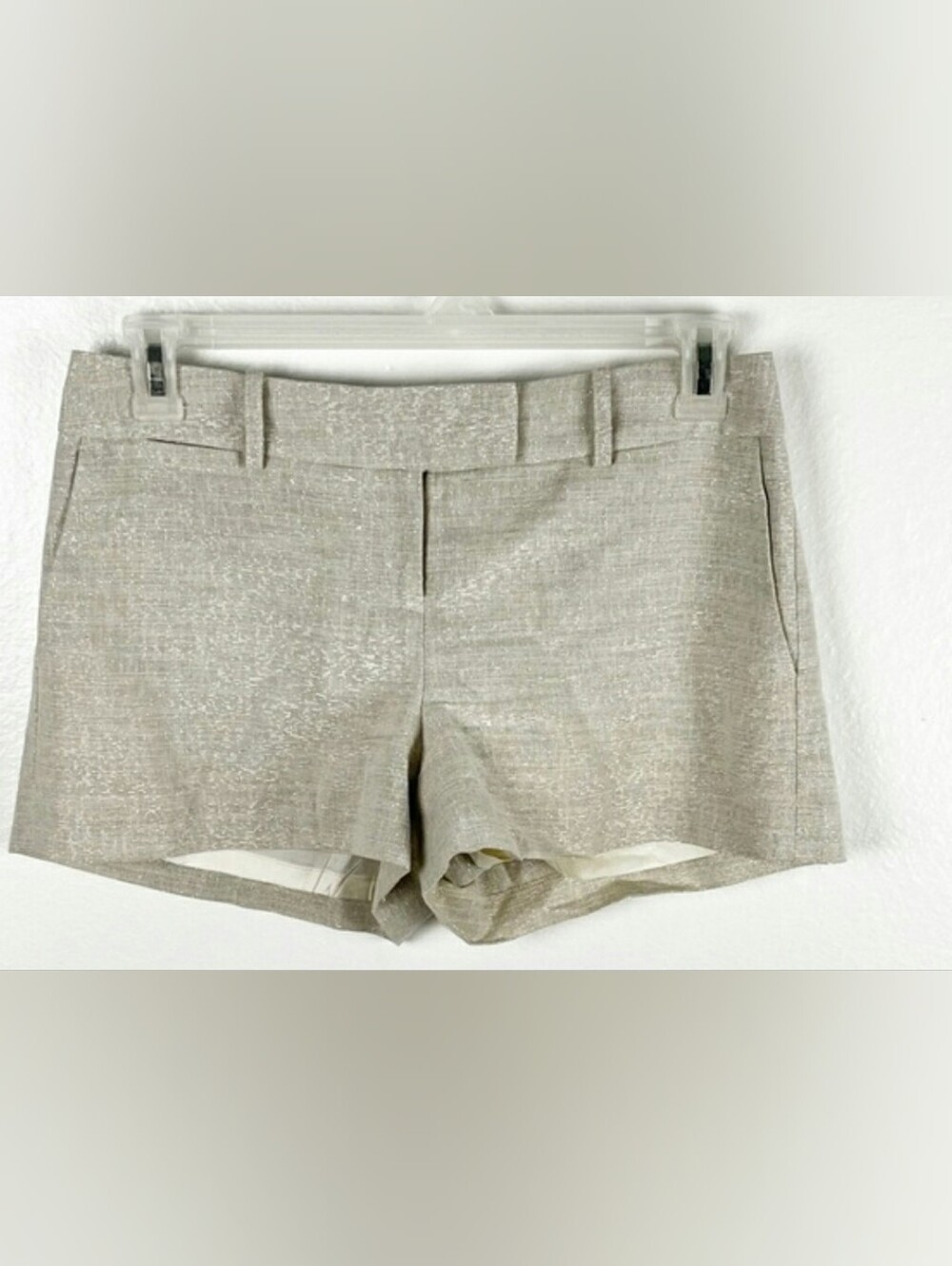Ann Taylor Neutral Tan Linen-Blend Tailored Shorts
